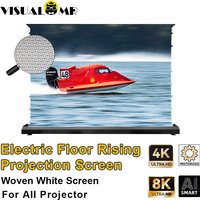 New Electric Floor Rising Projection Screen Tab-Tensioned Motorized 72-150inch Woven White 4K/8K for Tri-color Laser Projector