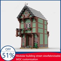 546pcs MOC Medieval Tailor Shop House Modular Building Blocks Model Diy Assembly Educational Toy Home Decoration Birthday Gift