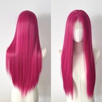 Perruque Lace Front Wig synthétique rose Ashely, 26 pouces, 13x4, longue et lisse, en Fiber résistante à la chaleur, pour Cosplay Mira