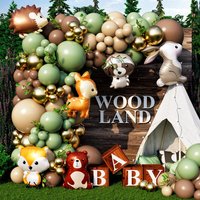 Woodland Animals Balloon Arch Kit Sage Green Brown Nude Gold Balloons for Shrek Babyshower Jungle Safari Birthday Party Decor