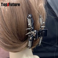 Women dank Y2K girl Harajuk Gothic punk cosplay Grasp Clip Metallic feeling Hollow rivet Grasp Hair Crab Hair Accessories claws