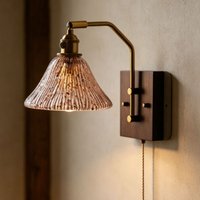Vintage Glass Wall Light Home Art Decor Wood Base With Switch For Living Room Bedroom Shop E27 Bulb Wall Sconce
