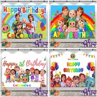 Cartoon Cute C-CoComelonS Baby Backdrops for Photography Kid Birthday Party Poster Flowers Balloon Decor Photocall Background