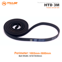 HTD 3M High-Quality Rubber Timing Belt Perimeter 1002/1014/1026mm-2460/3000/3600mm Width 6/10/15/20mm