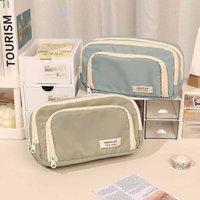 Portable Three-Layer Pencil Case Zipper Stationery Storage Bags with Zipper for School Student Teen Girl Boy