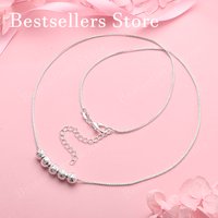 925 Sterling Silver Delicate Frosted Bead Necklace for Women, Fashionable Party and Wedding Accessories