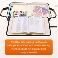 Bible Case with Holder, Bible Cover for Women, Large Bible Bag with Shoulder Strap, Leather Bible Study Bag, Christian Gifts
