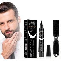Multi-Pack Bundle Beard Pen Black Kit Barber Styling Pencil with Brush Natural Finish Cover Facial Hair Patches Tool