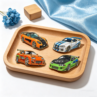4pcs Creative Sports Car Enamel Pins Set Cartoon Brooch Lapel Pin Badge for Backpack Clothing Fashion Jewelry Accessory