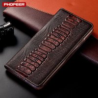 Ostrich Genuine Leather Flip Case For Samsung Galaxy S6 S7 edge S8 S9 S10 S20 S21 Plus Note 5 8 9 10 20 Ultra Pro Cover Cases