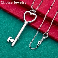 40-75cm 925 Sterling Silver Love Key Pendant Necklace For Women Anniversary Gift Popular Wild Fashion Romantic Jewelry