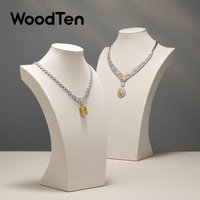 WoodTen Linen Jewelry Display Bust Necklace Display Stand Necklace Mannequin Holder for Jewelry Selling Trade Show Necklace Prop