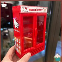 Hello Kitty Sanrio Mini Double Door Refrigerator Dollhouse Miniature Simulation Kitchen Model Pretend Play Toy Furniture Girls