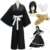 Anime Bleach Kostuum Kuchiki Rukia Cosplay Rukia Kuchiki Pruiken En Kimono Uniform Sets Die Pa Kleding