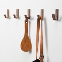 1Pc Walnut Wood No-Drill Hook | Strong Adhesive Wall Mounted Hanger | Ideal for Towel/Clothes/Keys/Bag Storage
