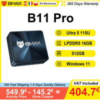 BMAX B11 Pro Mini-PC Intel Ultra 5 115U 16GB LPDDR5 4400MHz RAM 512GB SSD Windows 11 WiFi 6 USB HDMI Typ-C Bluetooth 5.2