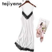 TAJIYANE 70% Real Mulberry Silk Dresses 2025 Woman Summer Knit Silk Slip Dress Sexy V-neck Frocks Women Clothing платье женское