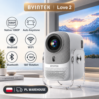 Projektor Smart BYINTEK U6, natywalne rozdzielczość 1080P, automatyczna korekcja trapezowej zniekształcenia, Android, WiFi, Bluetooth 4.2, 180 ° Projektor do kina domowego z funkcją obrotu