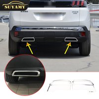 ABS Chrome Rear Exhaust Muffler Tail End Pipe Decoration Cover Trim 2pcs For Peugeot 3008 4008 5008 2017-21 Exterior Accessories