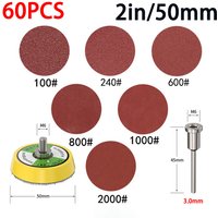 60Pcs 1/2Inch 25/50mm Sanding Discs Pads Set 100-2000 Abrasive Polishing Pad Kit For Dremel Rotary Tool Sandpapers Accessories