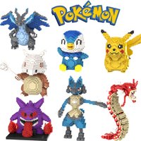 Klocki Pokemon Lucario Gyarados Marowak Gengar Piplup Mega Charizard Figurka do Składania Pikachu Mini Klocki Zabawki dla Dzieci