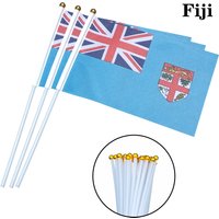 EOODLOVE 14 * 21cm Fiji Handheld Plastic Stick Flag Outdoor Celebration Event Fiji Small Size Flag