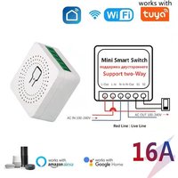 Module d'interrupteur intelligent WiFi 16A compatible avec l'application Tuya, contrôle bidirectionnel, mini-interrupteur, disjoncteur intelligent, compatible avec Alexa, Google, Alice