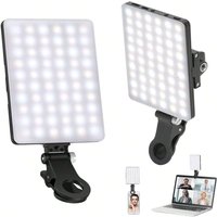 60 LED High Power Rechargeable Clip Fill Video Conference Light with Front & Back Clip, Adjusted 3 Light Modes for Phone, iPhone