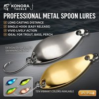 Metal Spoon Fishing Lures Long Casting Bionic Bait Single Hook Sequins For Trout Bass Perch All Water Layer Konora Tackle 1Pc