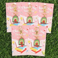 2D 3/5pcsVibrant Rainbow Apple Teacher Keychain Set,Whether it's Teacher's Day、Graduation Season,Or a back-to-school party,It ca