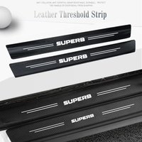 4PCS Car Rear Trunk Door Bumper Guard Plate Protector Strip for Skoda Superb 3 Estate 3V3 3V5 3T5 Leather Anti-Scratch Bar Stick