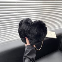 Simple Styles Plush Heart-shaped Handbags Women Handbag Diagonal Crossbody Bag Peach Heart Versatile Fashion Wallet