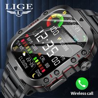 LIGE New Men Smartwatch SOS Bluetooth Call 1.96'' HD Screen Wristwatch Waterproof Heart Rate Monitor Sports Smart Watch For Man