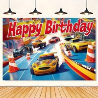 Boys Birthday Party Backdrop Hot Wheels Wild Hot Racer Racing Car Pattern Speed Track Photozone Portrait Wall Decor Gift Supplie