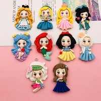 5pcs Hot Selling Resin Cute Newest Big Size Princess Girl Charm for Keychain, Earring, Scrapbooking, DIY Making, Necklace