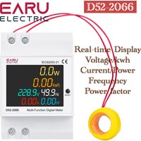 D52-2066 Energy Meter Din Rail Electricity Usage Monitor AC 40-300V 100A Voltmeter Ammeter Watt KWH Frequency Power Meter