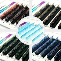 Ombre Grün Rot Braun Blau Lila Farbe Wimpernverlängerung Individuelle Faux Nerz Wimpern Farbverlauf Falsche Wimpern für Make-up-Tool
