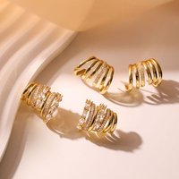 HECHENG,Irregular C Shape Hoop Earrings for Women Zircon Geometric Ear Buckle Stud Punk Jewelry Gifts