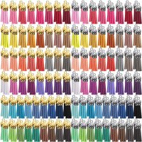 100PCS 38mm Leather Keychain Tassels Bulk Colored Tassel Pendants Crafts for Keyring Jewellery Making DIY Keychains Supplies