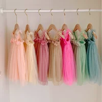 Summer Kids Baby Girls Tulle Dress 3D Flower Children Clothes Sling Dresses for Girls Tutu Toddler Birthday Party Princess Dress