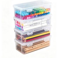 1/2/3/4/5 Large Capacity Transparent Plastic Pencil Cases, Portable Wax Crayon Storage Rack, Art Student Sketching Pencil Case