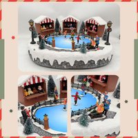 Christmas Village Animated Resin House LED Skating Rink with Market Scene for Festive Home Decoration