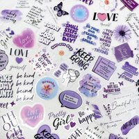 50pcs Purple Positive Encouragement Transparent PET Stickers Decals For Laptop Notebook Guitar DIY Cartoon Aesthetic Stickers