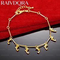 18K Gold Plated Dolphin Pendant Chain Bracelet For Women Cute Fine Lively Fashion Jewelry Birthday Gift Party