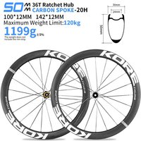 AliExpress NONE KORE CYCLONE Carbon Spoke Wheelset-50mm-T1000 Carbon Rims 36T/60T Ratchet Hub XDR/HG 700C Design for Ultra-Light Road Racing