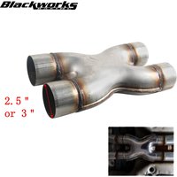 High Performance Universal Exhaust X Pipe 2.5"/3" Inlet/Outlet Stainless Steel Dual Crossover X Pipe Exhaust Tip Weld-On