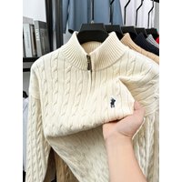 Luxury Pony Embroidery Designer Brand Sweater Men New Fashion Jacquard Paul Casual Half Zipper Stand up Collar knitted pullover