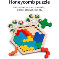 3D Hexagonal Wooden Puzzles Educational Toys For Children Kids Preschool Tangram Board Brain Test Game Montessori Toys Gifts