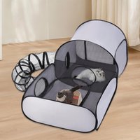 Portable Breathable Pet Pen with Surrounding Tunnel Indoor Outdoor Cat Enclosure Suitable for Small Animals and Cats