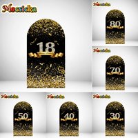 Mocsicka Double-Sided Arch Cover Custom Name Decoration Backdrop For 18 20 30 40 50 60 Birthday Party Baby Shower Studio Props